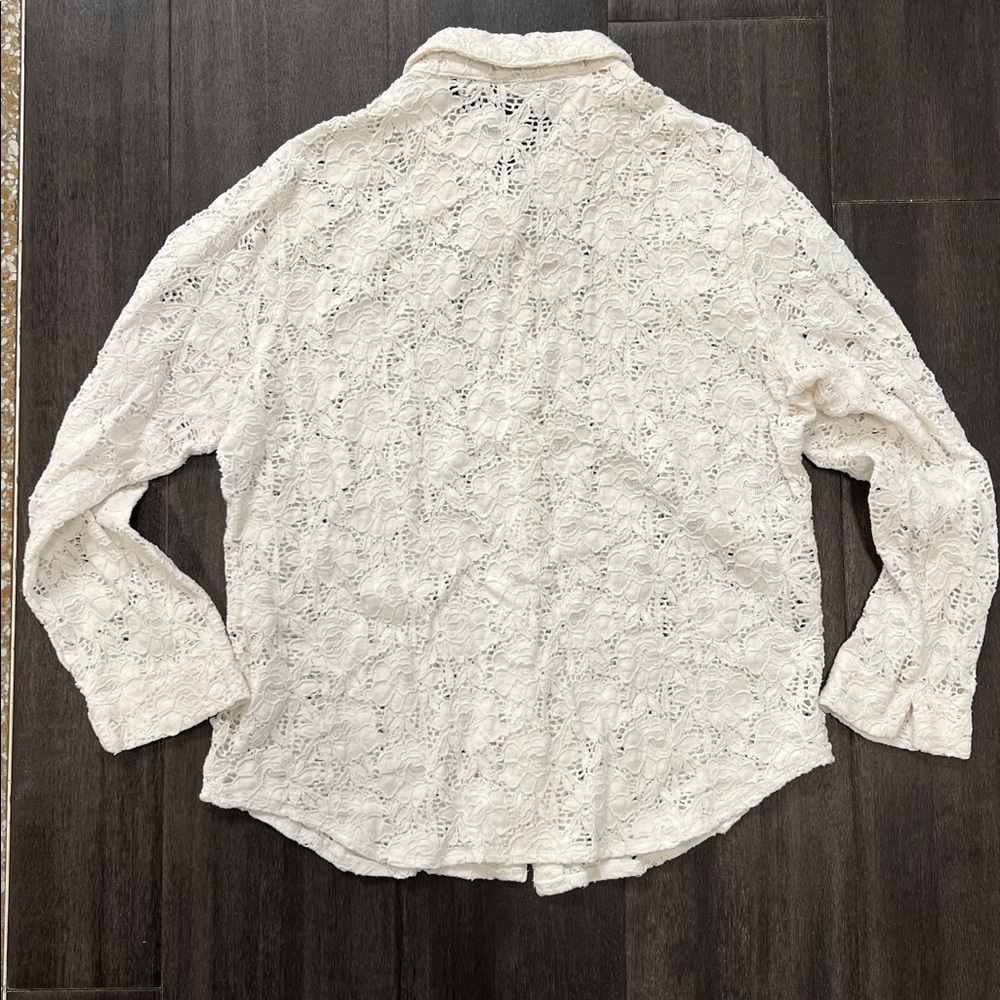 Chico's White Lace Button-Down Shirt - Picture 5 of 5